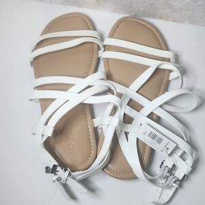 Torrid White Double Strap Wide Sandals